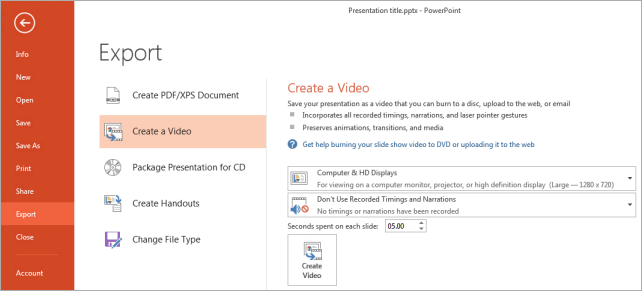 convert powerpoint to movie file